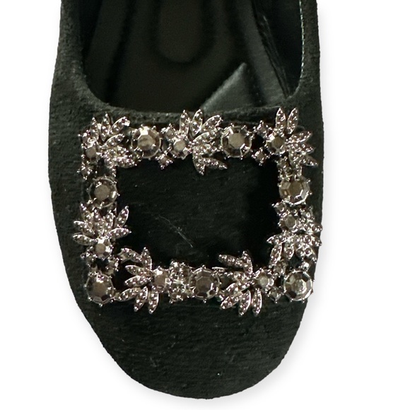 Black Ballet Flats with Rhinestone Buckle - 6 - EUC worn once - Picture 5 of 5